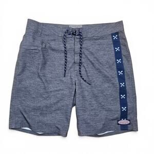 VINEYARD VINES Performance Board Shorts Men 33 Gray Fishbone Swim Coastal Preppy
